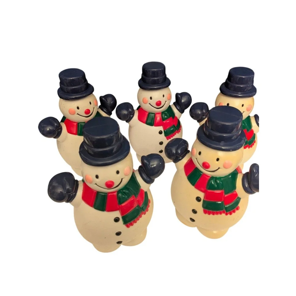 Set of 5 Adorable Ceramic Snowman‎ Figurines Christmas Holiday Decor